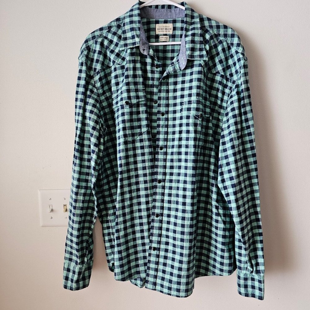 Men's XXL Lucky Brand Plaid Button Front Shirt